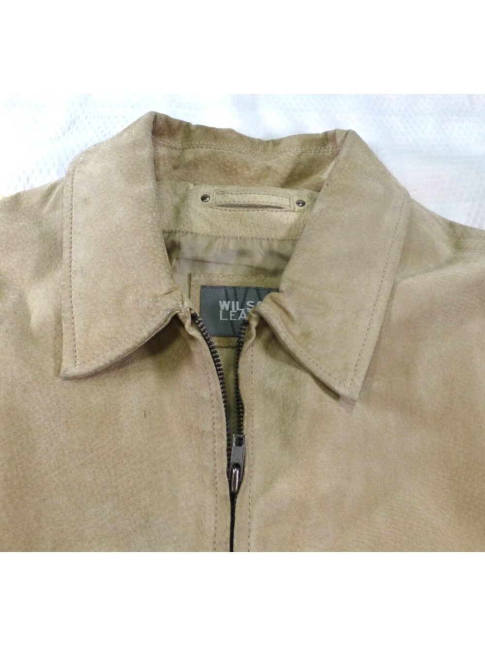 VTG Wilsons Leather Womens Tan Suede Jacket M Genuine Leather Full Zip Classic S - Picture 3 of 16
